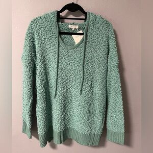 NWT Miracle Popcorn Chenille Sweater Hoodie in Green. Size M/L